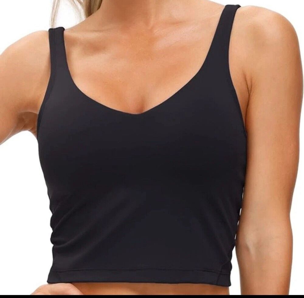 THE GYM PEOPLE Women's Longline Sports Bra Padded Crop Tank Top Medium Support M
